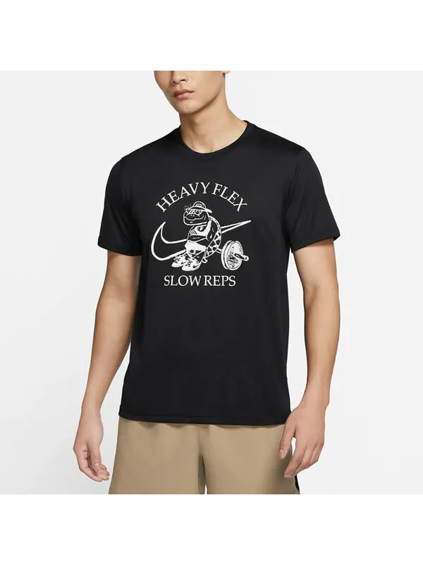 Футболка Men's Nike Solid Color Pattern Cartoon Printing Training Short Sleeve Black T-Shirt — изображение 4 из 4, мульти