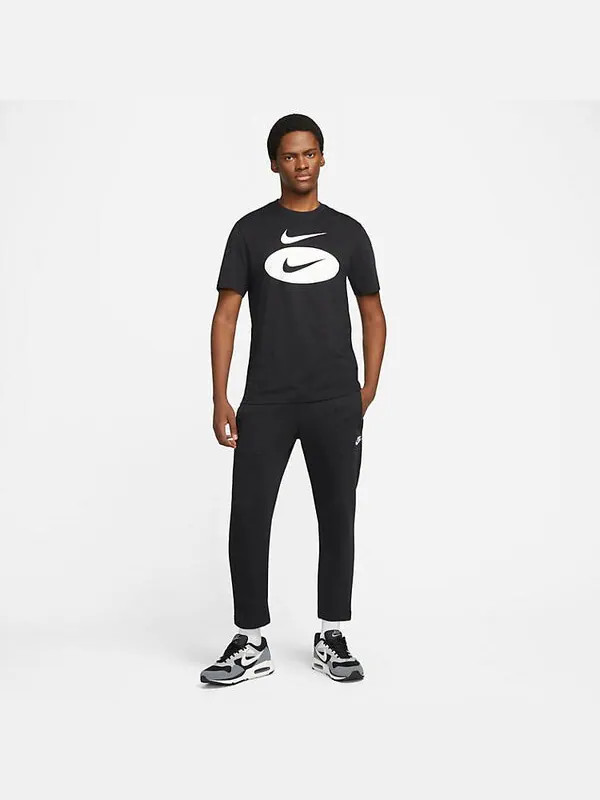 Футболка Nike Sportswear Swoosh Oval T-Shirt 'Black' — изображение 4 из 4, черный/белый