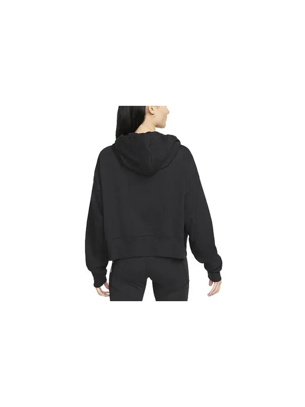 Толстовка (WMNS) Nike Nsw Pullover Hoodie 'Black' — изображение 2 из 4, черный/мульти-/белый