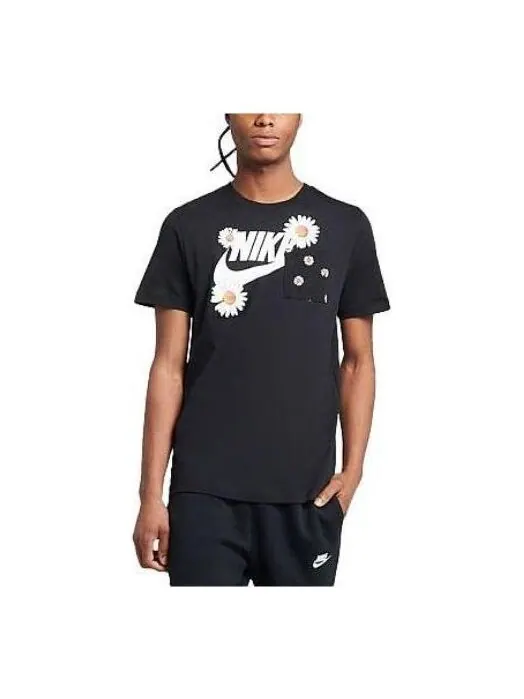 Футболка с карманом в виде ромашки Nike — изображение 1 из 2, черный/мульти