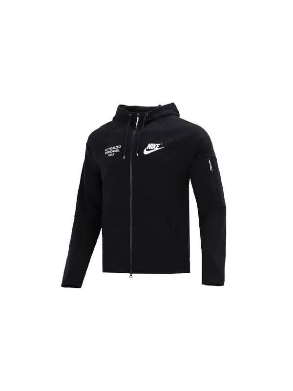 Куртка Men's Nike Training Sports logo Casual Hooded Jacket Autumn — изображение 2 из 4, черный