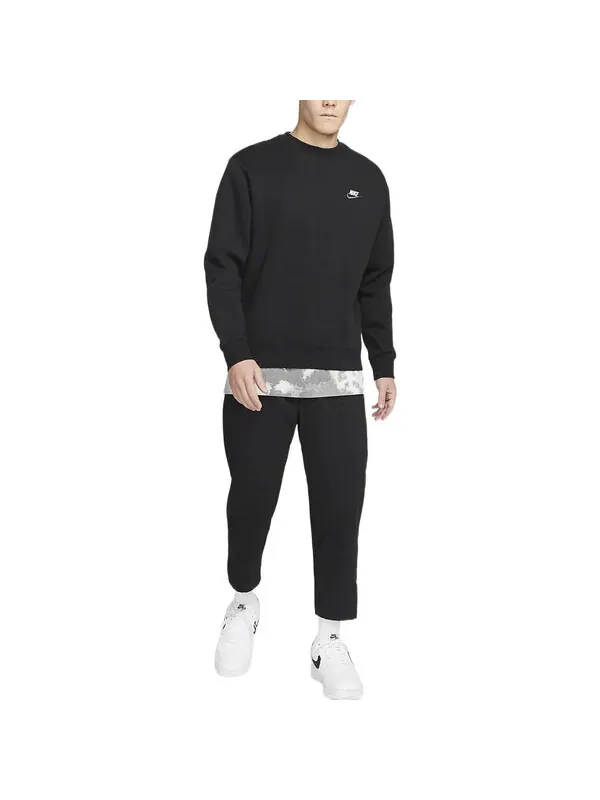 Спортивные штаны Men's Nike Solid Color Casual Straight-Leg Cropped Sweatpants Autumn Black — изображение 2 из 4, мульти