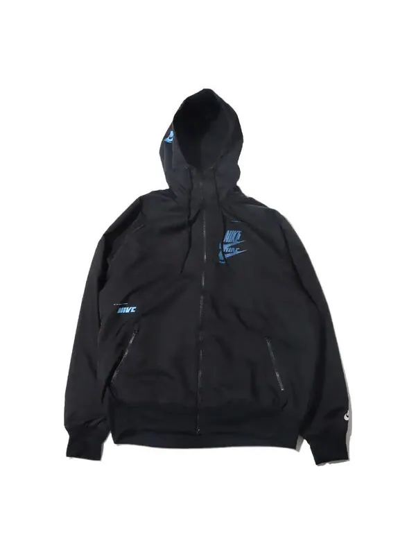 Куртка Men's Nike Sportswear Sport Essentials Logo Printing Woven Breathable Hooded Jacket Black — изображение 1 из 4, мульти