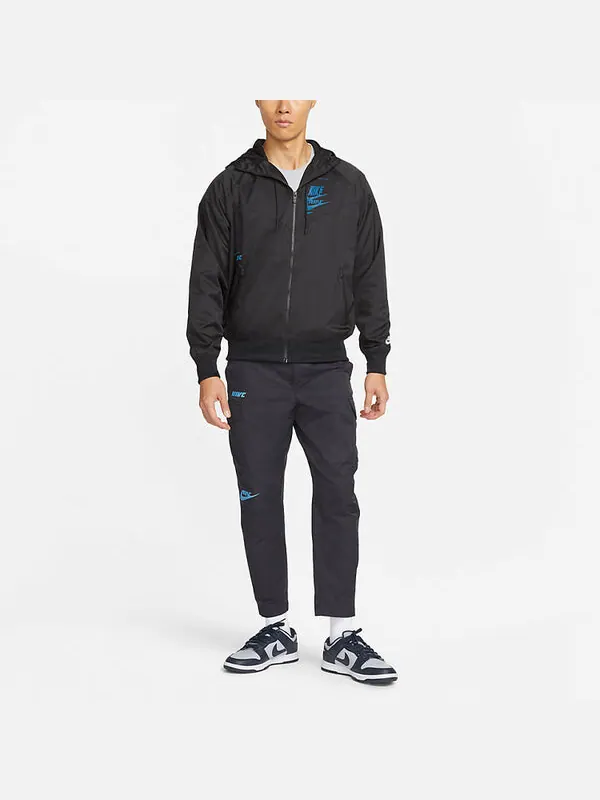 Куртка Men's Nike Sportswear Sport Essentials Logo Printing Woven Breathable Hooded Jacket Black — изображение 3 из 4, мульти
