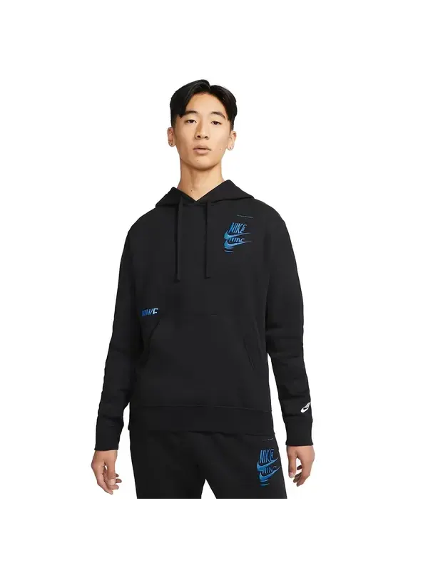 Толстовка Nike Sportswear Essential Hoodie'Black Blue' — изображение 1 из 4, черный/синий