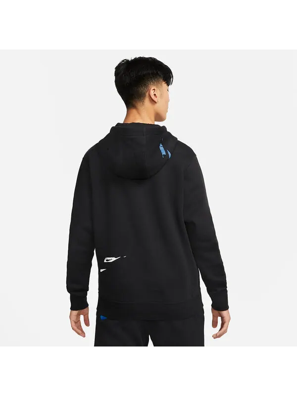 Толстовка Nike Sportswear Essential Hoodie'Black Blue' — изображение 2 из 4, черный/синий
