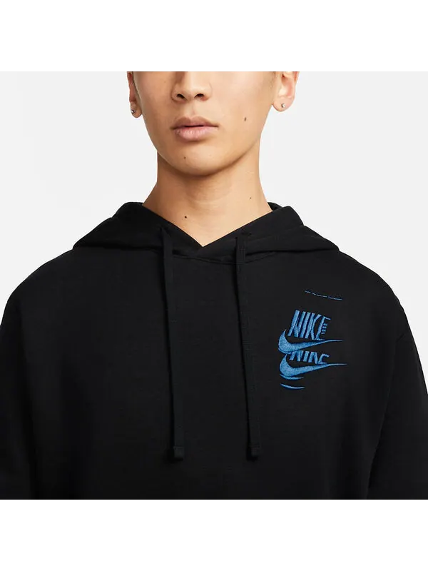 Толстовка Nike Sportswear Essential Hoodie'Black Blue' — изображение 3 из 4, черный/синий
