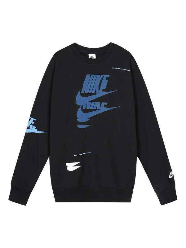 Толстовка Men's Nike Sportswear Sport Essentials Logo Printing Fleece Round Neck Pullover Black — изображение 1 из 4, черный