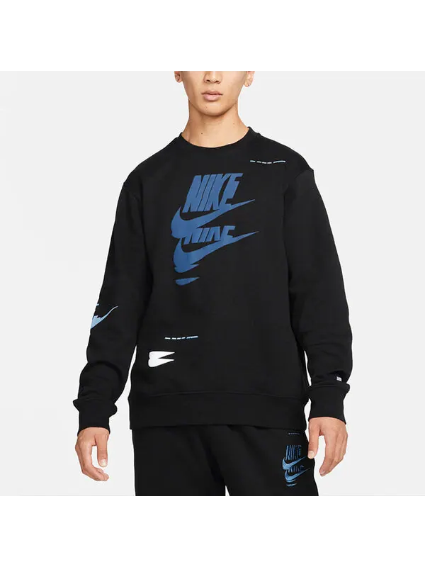 Толстовка Men's Nike Sportswear Sport Essentials Logo Printing Fleece Round Neck Pullover Black — изображение 3 из 4, черный