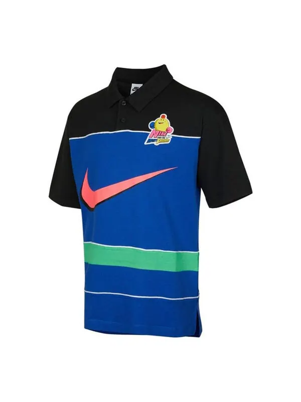 Футболка sportswear contrasting colors athleisure casual sports short sleeve polo shirt blue Nike — изображение 1 из 4, синий