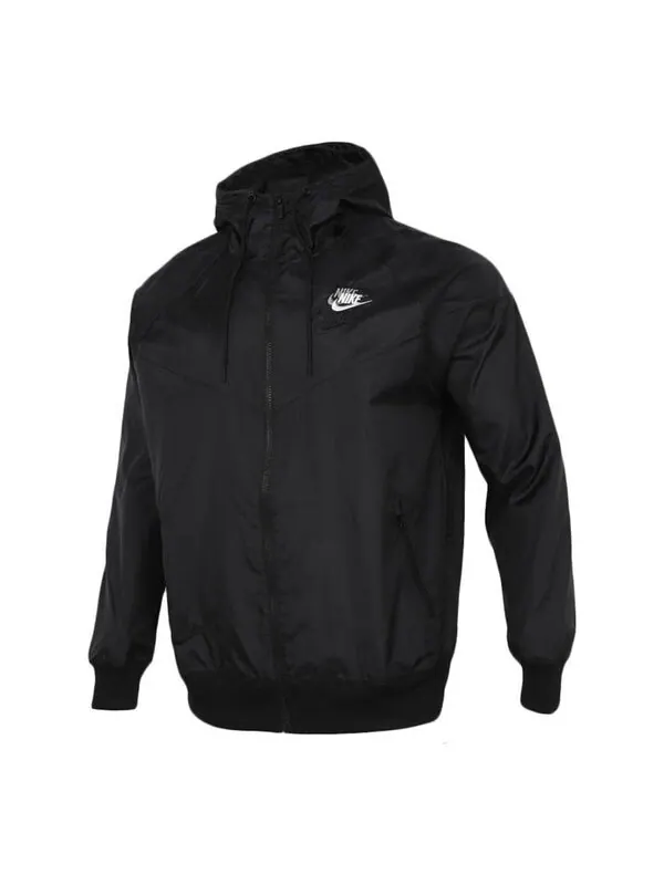 Куртка Nike Embroidered Logo Sports Woven Hooded Jacket Autumn 'Black' — изображение 1 из 4, черный