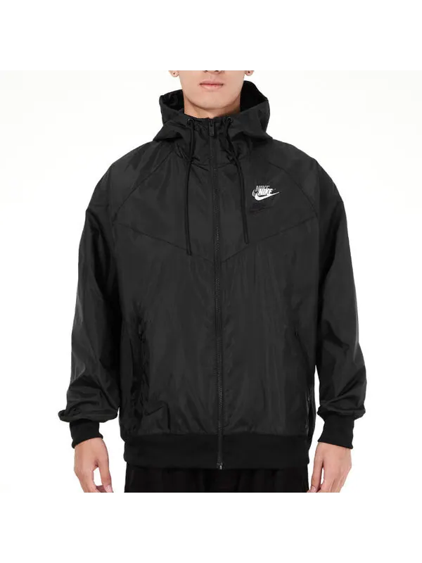 Куртка Nike Embroidered Logo Sports Woven Hooded Jacket Autumn 'Black' — изображение 2 из 4, черный