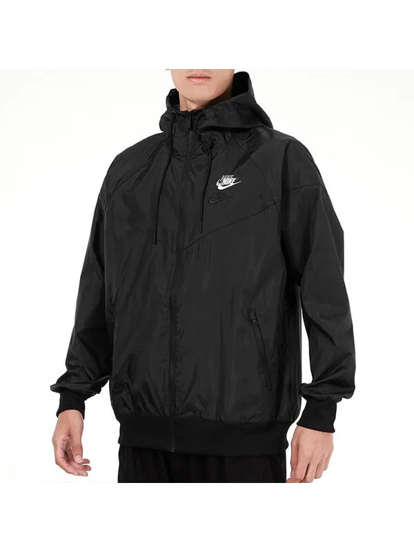 Куртка Nike Embroidered Logo Sports Woven Hooded Jacket Autumn 'Black' — изображение 4 из 4, черный