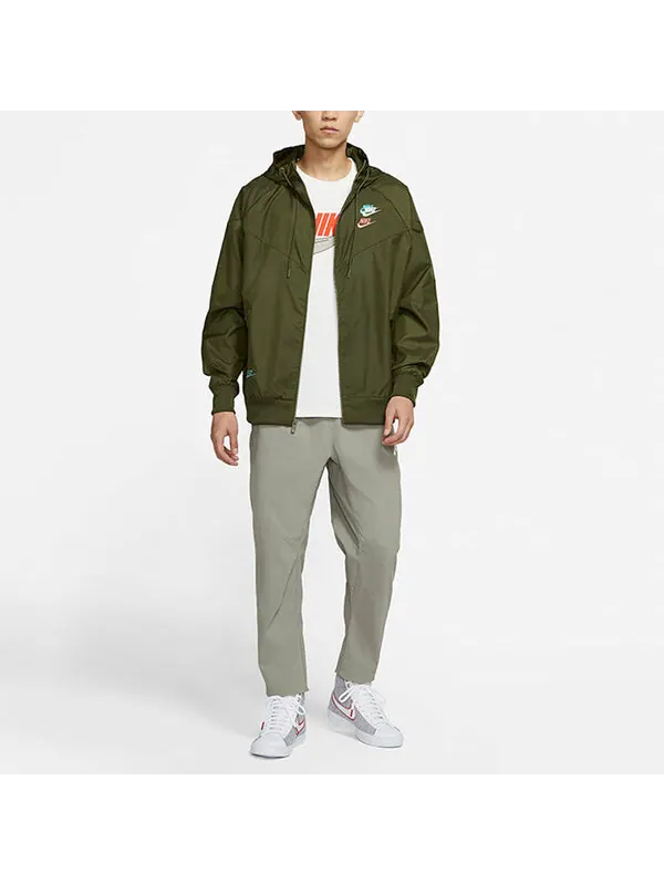 Куртка Nike Embroidered Logo Sports Woven Hooded Jacket Olive Green — изображение 3 из 4, мульти