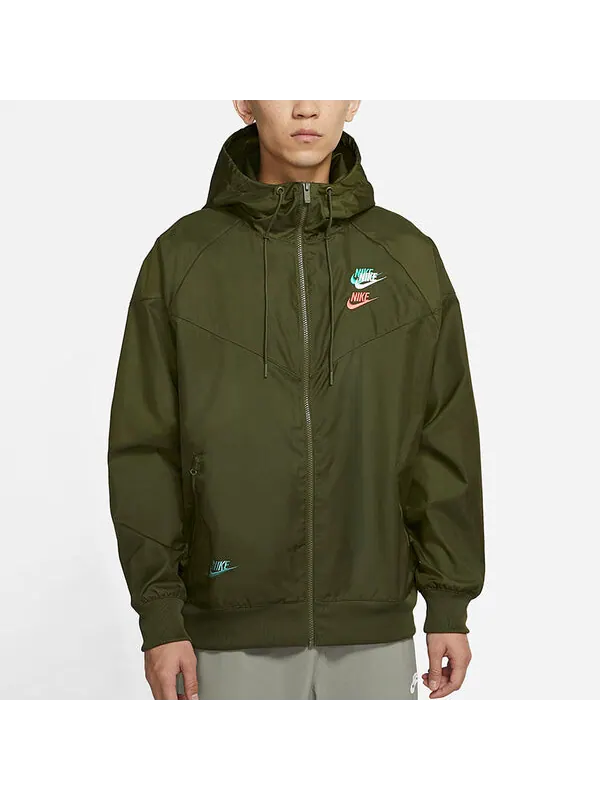 Куртка Nike Embroidered Logo Sports Woven Hooded Jacket Olive Green — изображение 4 из 4, мульти