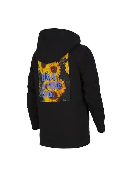 Толстовка solid color hooded flowers logo casual boy girls black Nike — изображение 1 из 4, черный