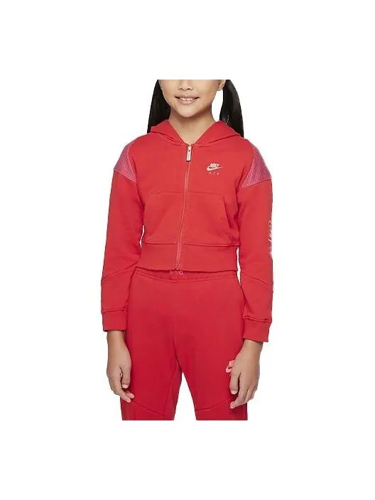 Куртка тренировочная спортивная куртка с капюшоном для девочек красная Nike — изображение 1 из 2, красный