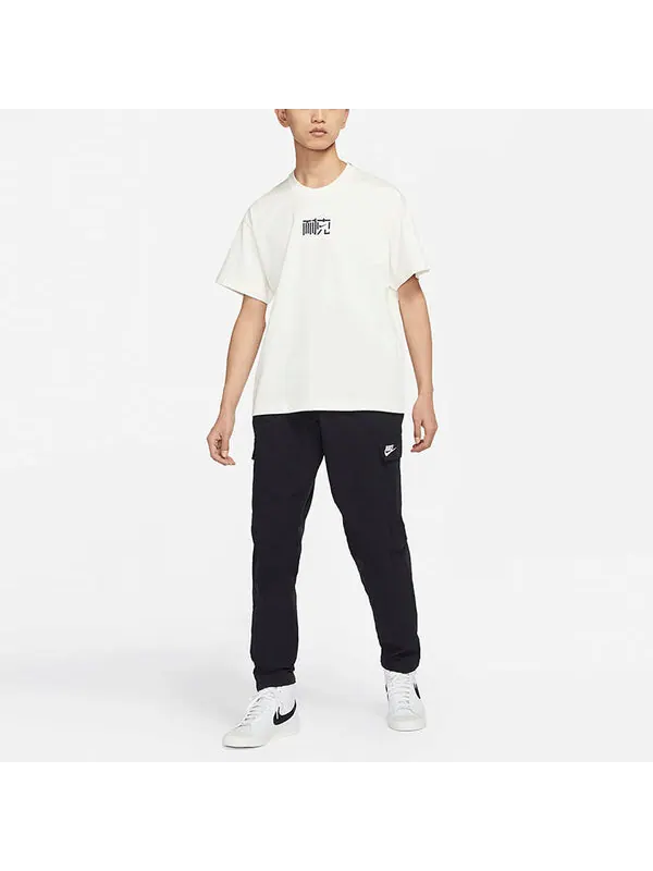 Футболка men's nai-ke cha nai-ke cha series alphabet logo printing round neck short sleeve white t-shirt Nike, белый