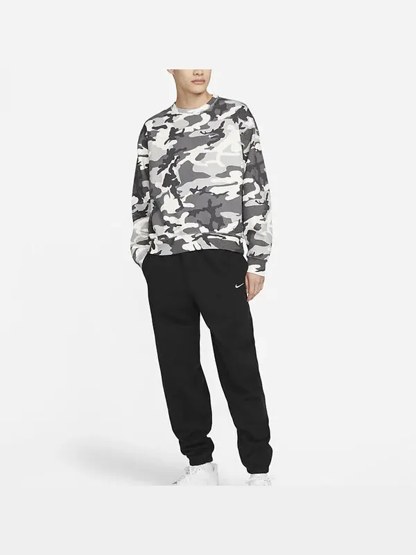 Толстовка Men's Nike Solo Swoosh Camouflage Fleece Round Neck Pullover Gray — изображение 3 из 4, мульти