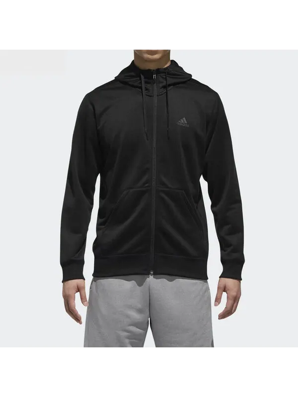 Куртка men's sports stylish hooded knit jacket black Adidas — изображение 3 из 4, черный