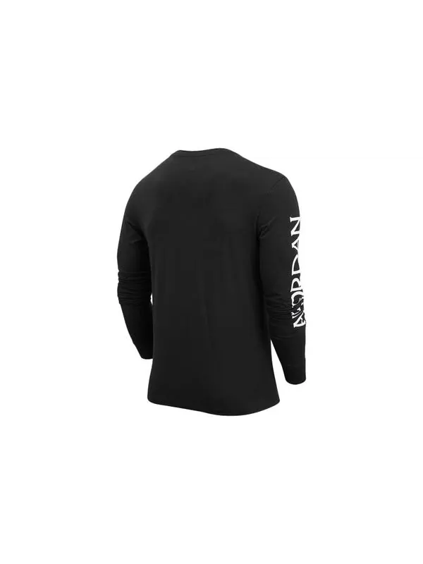 Футболка Men's Air Jordan Logo Printing Round Neck Long Sleeves Black T-Shirt — изображение 2 из 4, черный