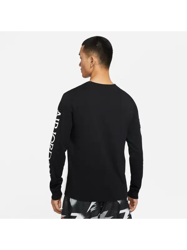 Футболка Men's Air Jordan Logo Printing Round Neck Long Sleeves Black T-Shirt — изображение 3 из 4, черный