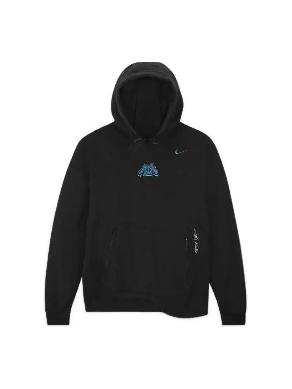 Толстовка x off-white fleece hoodie 'black blue' Nike — изображение 1 из 3, черный