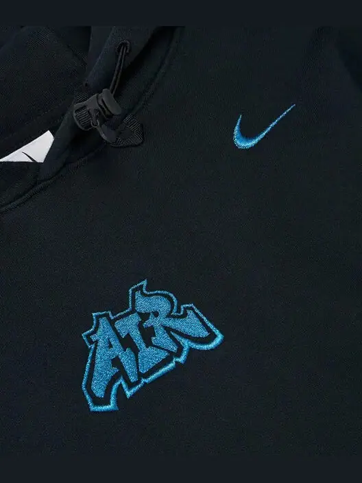 Толстовка x off-white fleece hoodie 'black blue' Nike — изображение 2 из 3, черный