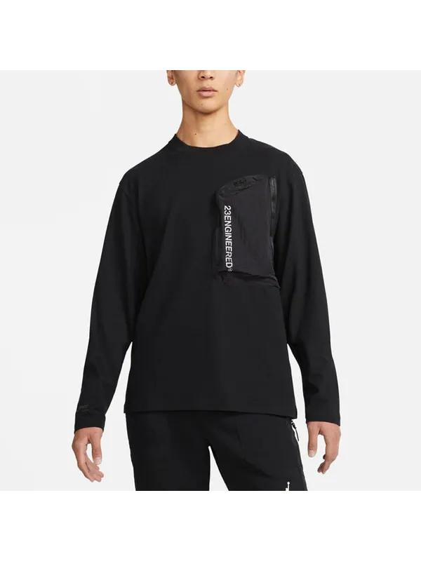 Футболка men's splicing pocket reflective printing round neck pullover black t-shirt Air Jordan — изображение 4 из 4, черный