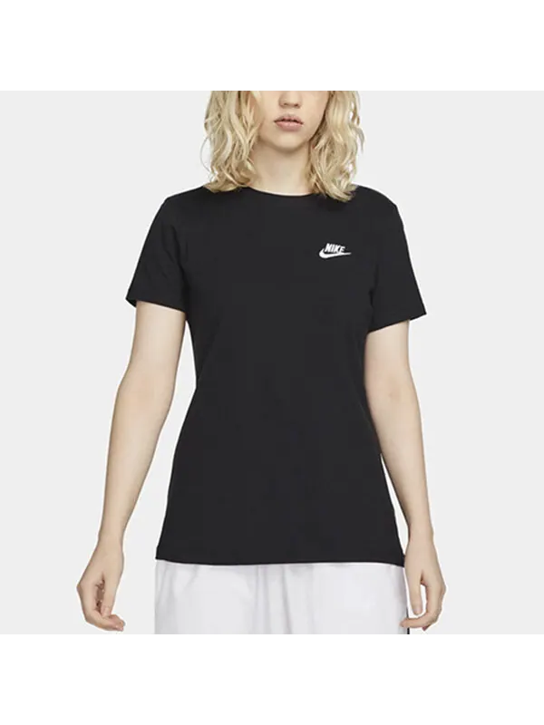 Футболка (WMNS) Nike Sportswear Club T-shirt 'Balck' — изображение 3 из 4, черный/белый