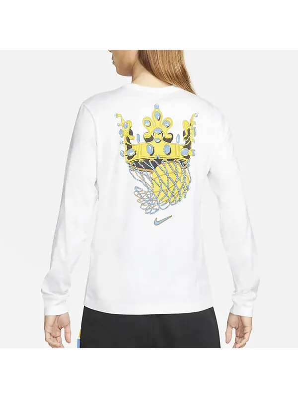 Футболка Men's Nike Lebron Sfg Basketball Sports Printing Round Neck Long Sleeves White T-Shirt — изображение 4 из 4, белый
