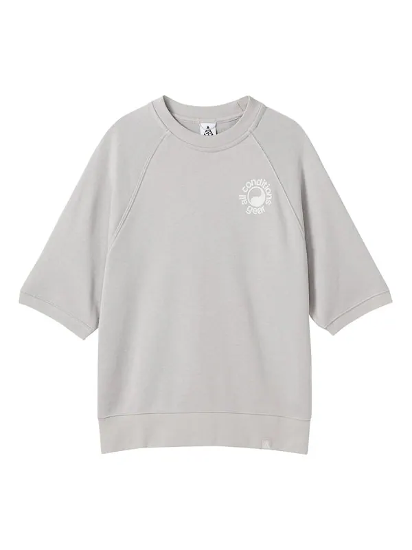 Футболка acg dry fit short sleeve french terry crew 'light iron ore' Nike — изображение 1 из 4, светлый/белый