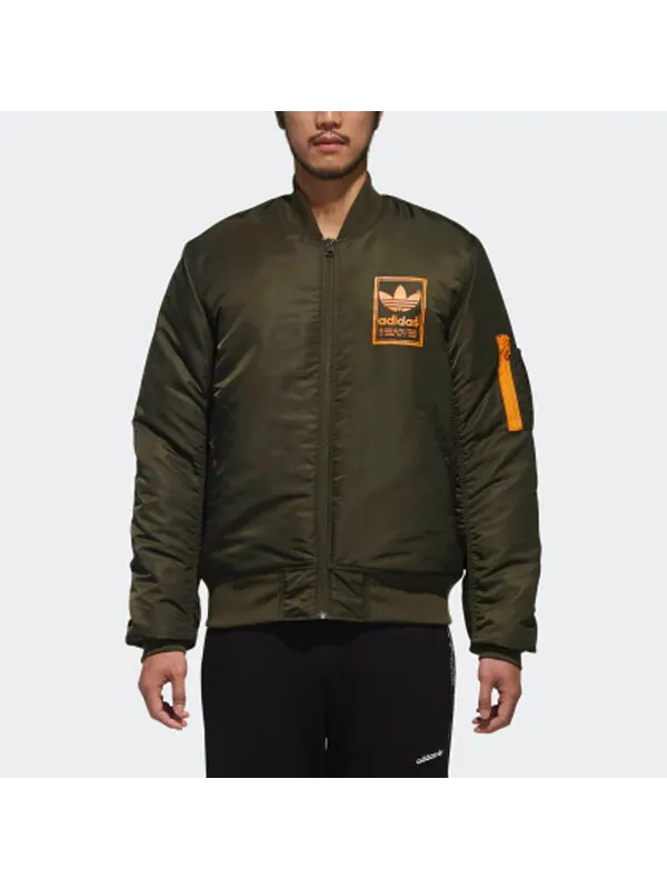Куртка adidas Neo GRAPHICS BOMBER Army Green Mens Running Jas Sport Kleding Wind-proof Hoodies — изображение 3 из 4, зеленый