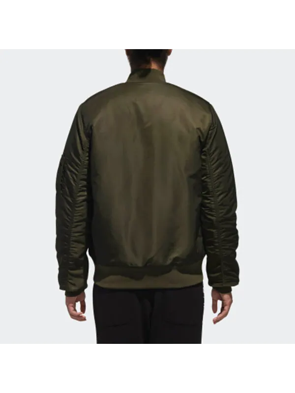 Куртка adidas Neo GRAPHICS BOMBER Army Green Mens Running Jas Sport Kleding Wind-proof Hoodies — изображение 4 из 4, зеленый