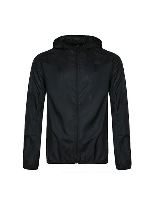 Куртка adidas Own The Run Jkt Running Athleisure Casual Sports hooded Zipper Jacket Black — изображение 1 из 4, черный