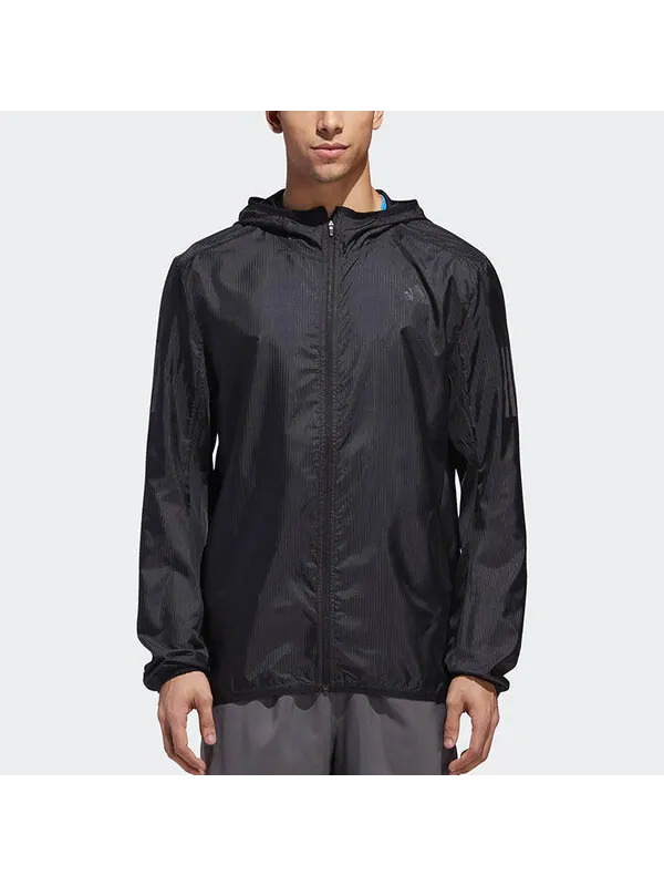 Куртка adidas Own The Run Jkt Running Athleisure Casual Sports hooded Zipper Jacket Black — изображение 3 из 4, черный