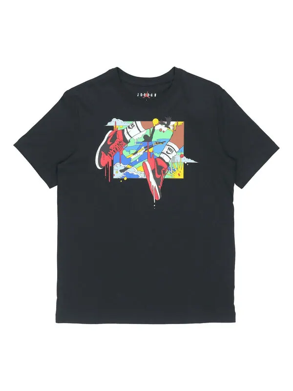 Футболка Air Jordan Running Training Casual Round Neck Cartoon Printing Short Sleeve Black — изображение 1 из 4, черный