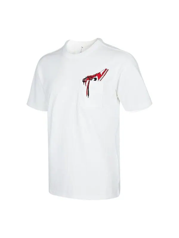 Футболка Men's Air Jordan Pocket Shoes Embroidered Solid Color Round Neck Short Sleeve White T-Shirt — изображение 1 из 4