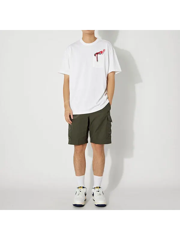 Футболка Men's Air Jordan Pocket Shoes Embroidered Solid Color Round Neck Short Sleeve White T-Shirt — изображение 3 из 4