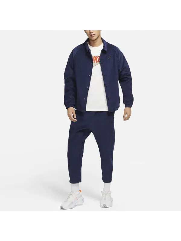 Куртка Men's Nike Stack Logo Casual Corduroy Jacket Deep Navy Blue — изображение 3 из 4, темный