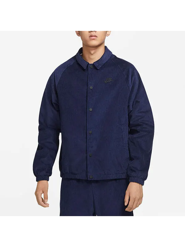 Куртка Men's Nike Stack Logo Casual Corduroy Jacket Deep Navy Blue — изображение 4 из 4, темный