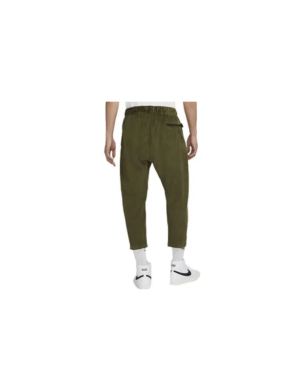 Брюки men's solid color corduroy cone cropped casual pants/trousers green Nike — изображение 2 из 3, зеленый