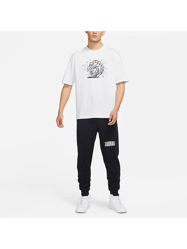 Футболка men's printing round neck pullover short sleeve white t-shirt Air Jordan — изображение 3 из 4, белый