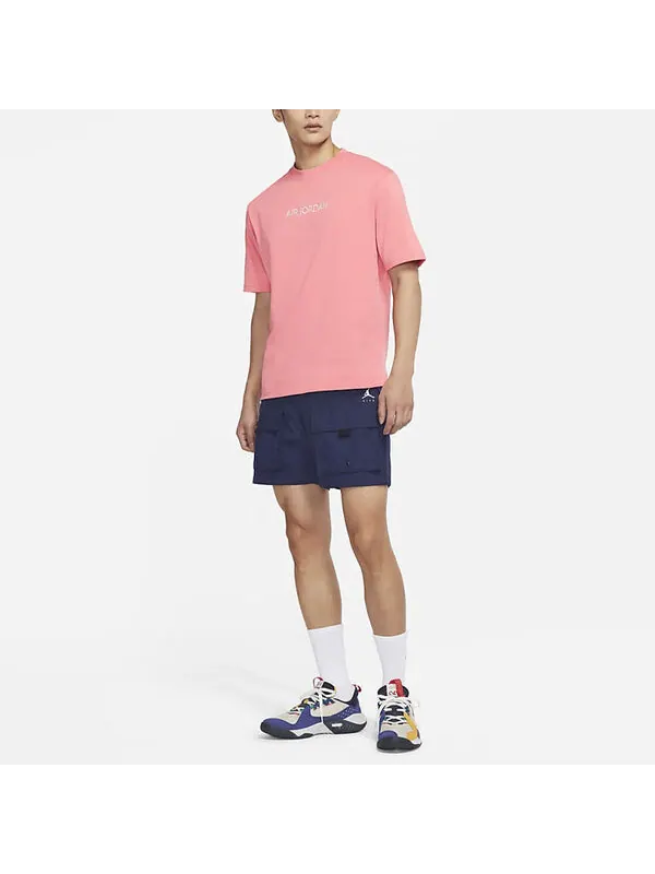 Футболка Men's Air Jordan Solid Color Alphabet Logo Printing Round Neck Short Sleeve Pink T-Shirt — изображение 3 из 4