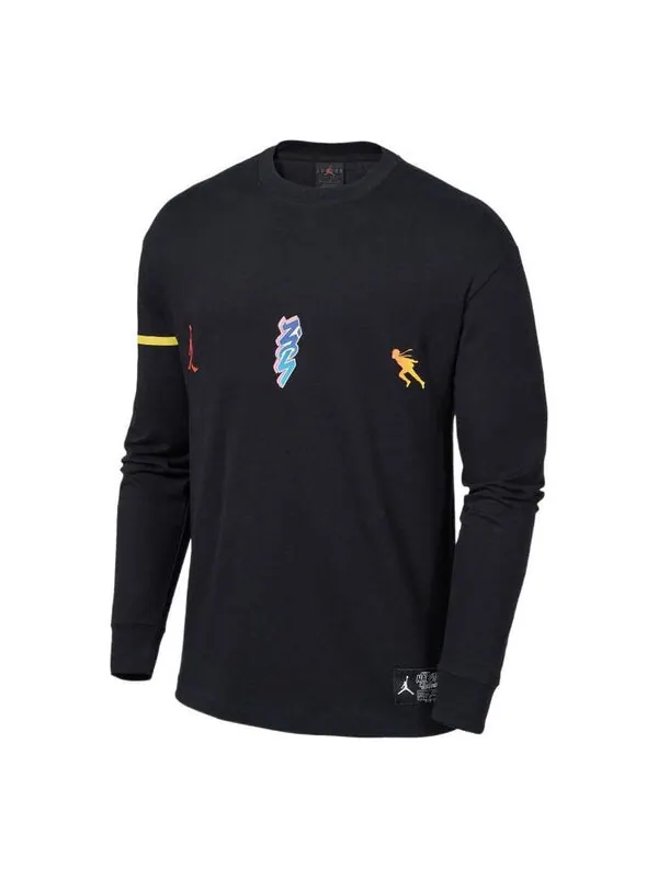Футболка Nike Jordan Zion 1 x NARUTO Long Sleeve Top 'Black Yellow' — изображение 1 из 4, мульти