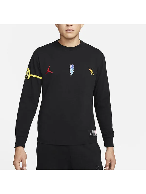 Футболка Nike Jordan Zion 1 x NARUTO Long Sleeve Top 'Black Yellow' — изображение 3 из 4, мульти