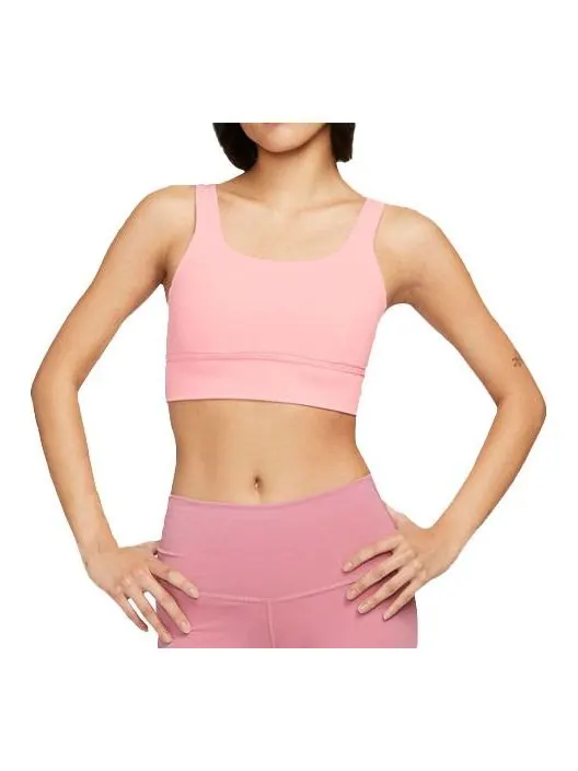 Бюстгальтер (WMNS) Nike Zenvy Longline Medium-Support Padded Sports Bra 'Pink' — изображение 1 из 3, розовый