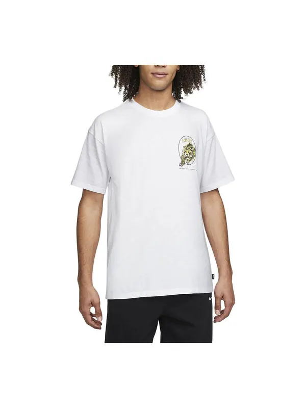 Футболка Nike NRG Tiger T-Shirt 'White' — изображение 1 из 4, белый/желтый