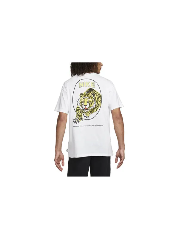 Футболка Nike NRG Tiger T-Shirt 'White' — изображение 2 из 4, белый/желтый