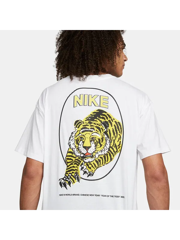 Футболка Nike NRG Tiger T-Shirt 'White' — изображение 3 из 4, белый/желтый